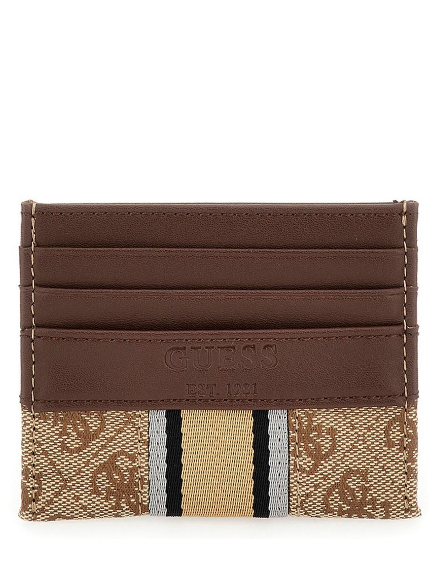 GUESS Brown STRAVE Printed Small Card Case