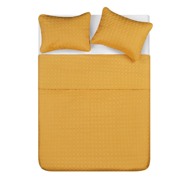 King 3pc Waffle Weave Embossed Quilt Set Dijon - Jade + Oake