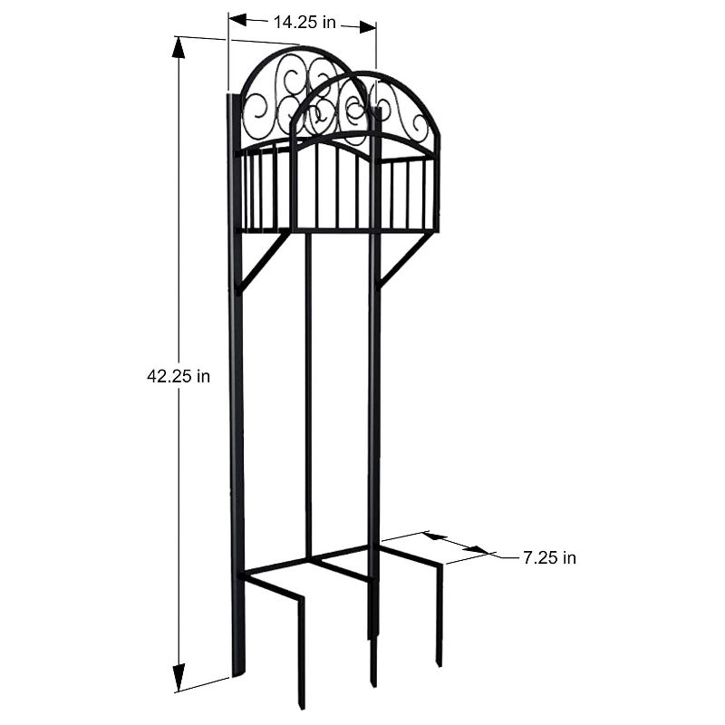 Liberty Garden 5-Prong Gauge Steel Scroll Water Hose Stand with Storage Shelf and Powder Coated Black Satin Finish