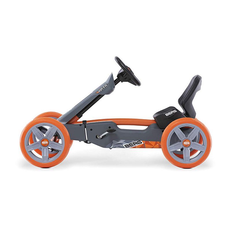 BERG Reppy Racer Kids Pedal Go Kart Ride On Toy with Axle Steering and Bucket Seat, Gray & Orange