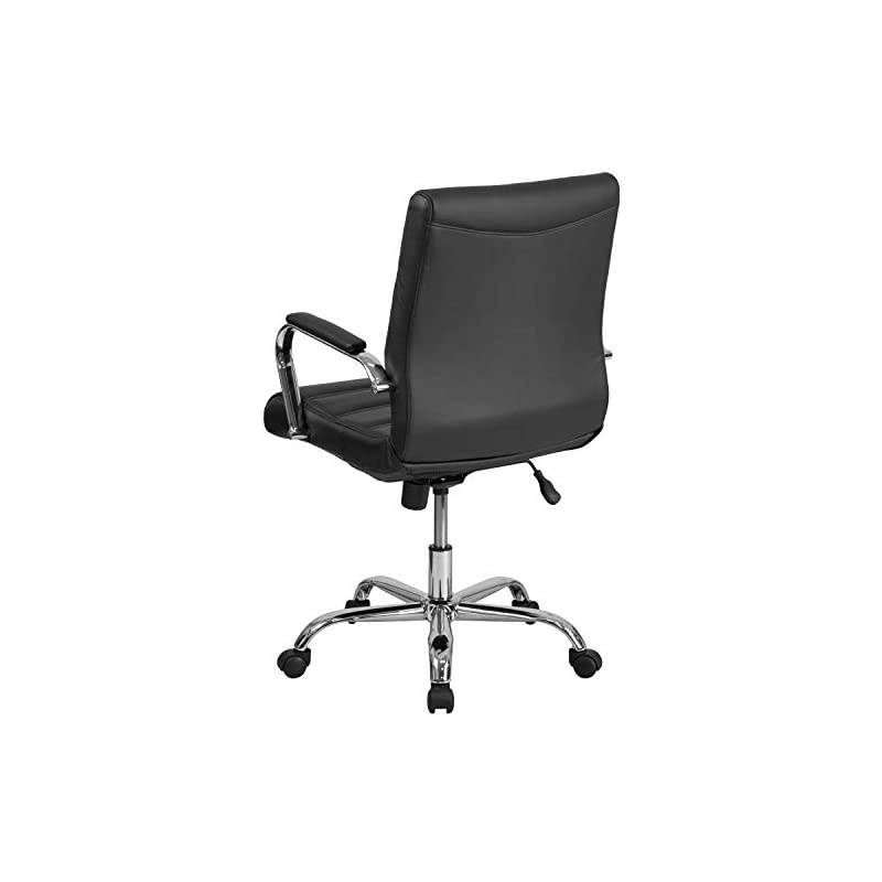 Mid-Back Black LeatherSoft Executive Swivel Office Chair with Chrome Base and Arms