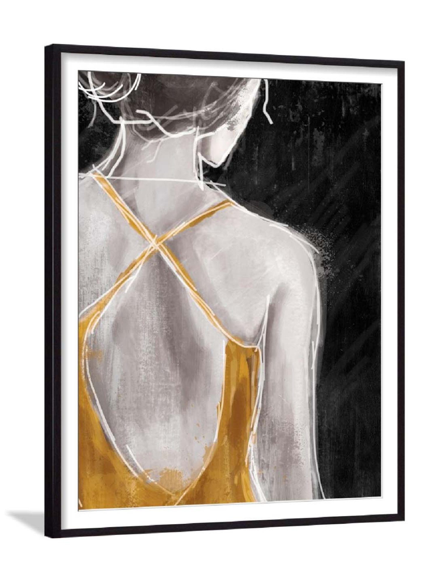 ARTE'VENUE Gold on The Town Black & Yellow Paper Wall Arts - Set of 2 (13 X 16 inch Each)