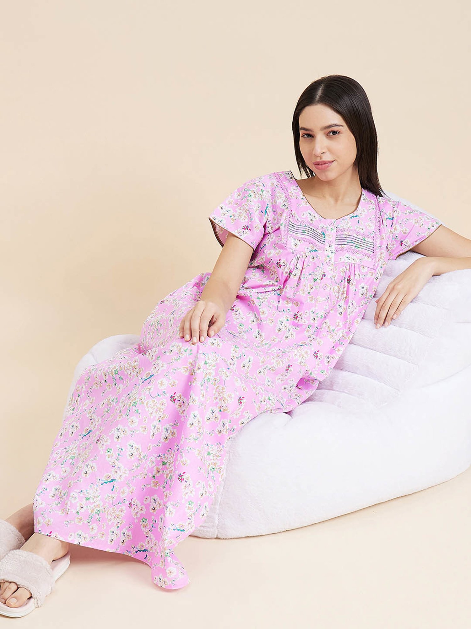 Sweet Dreams Pink Printed Nighty