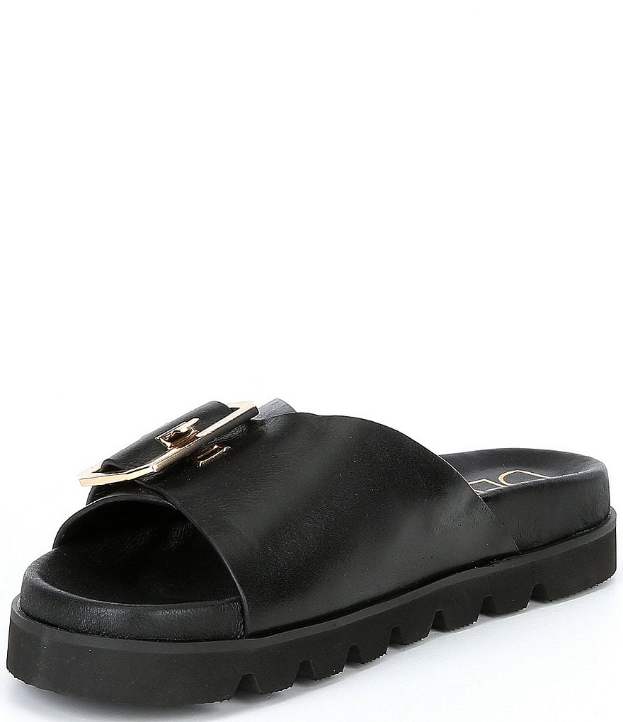 Deltan Benson Leather Buckle Lug Sole Slides
