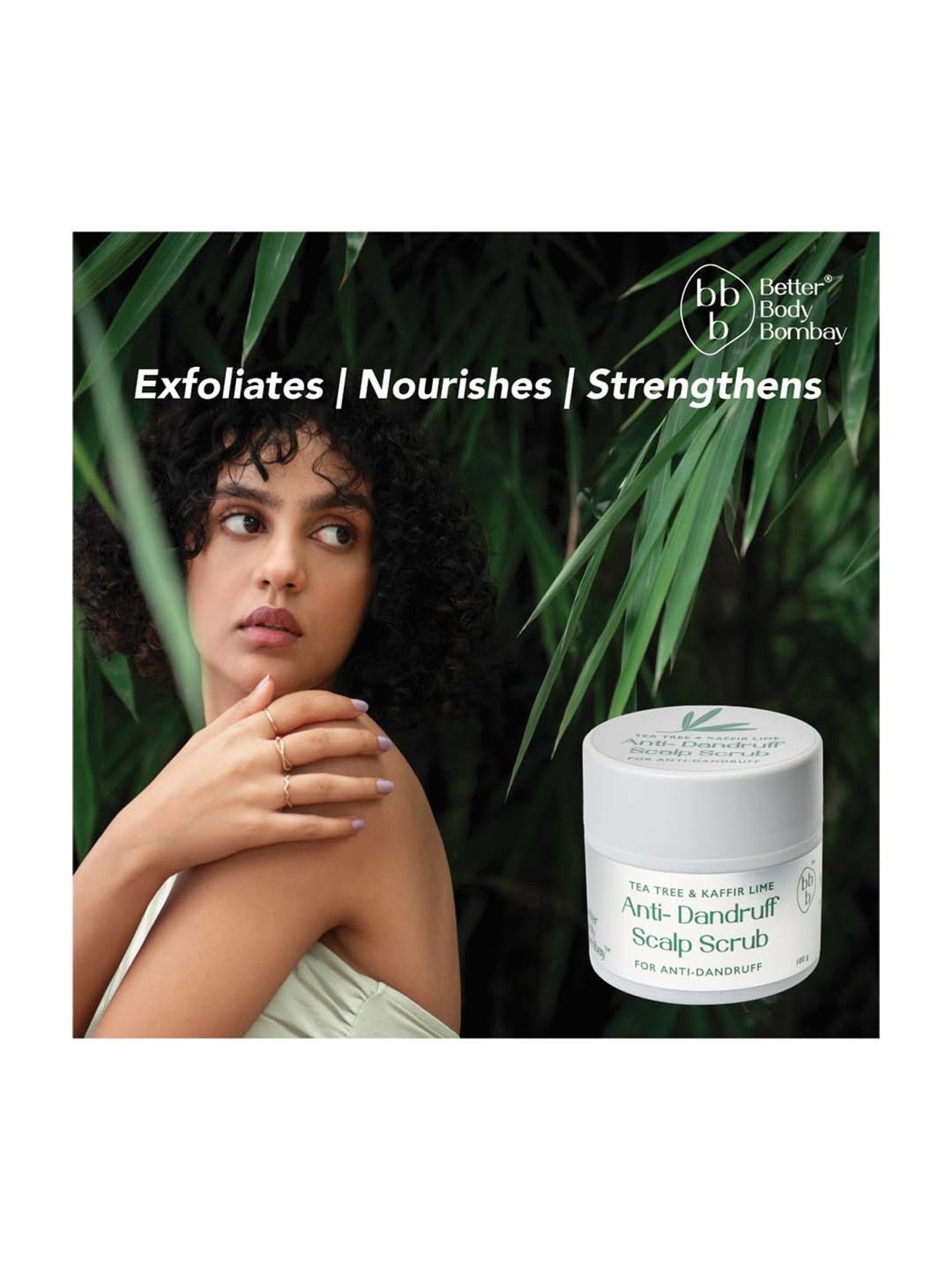 bbb Better Body Bombay Tea Tree & Kaffir Lime Anti-Dandruff Scalp Scrub - 100 gm