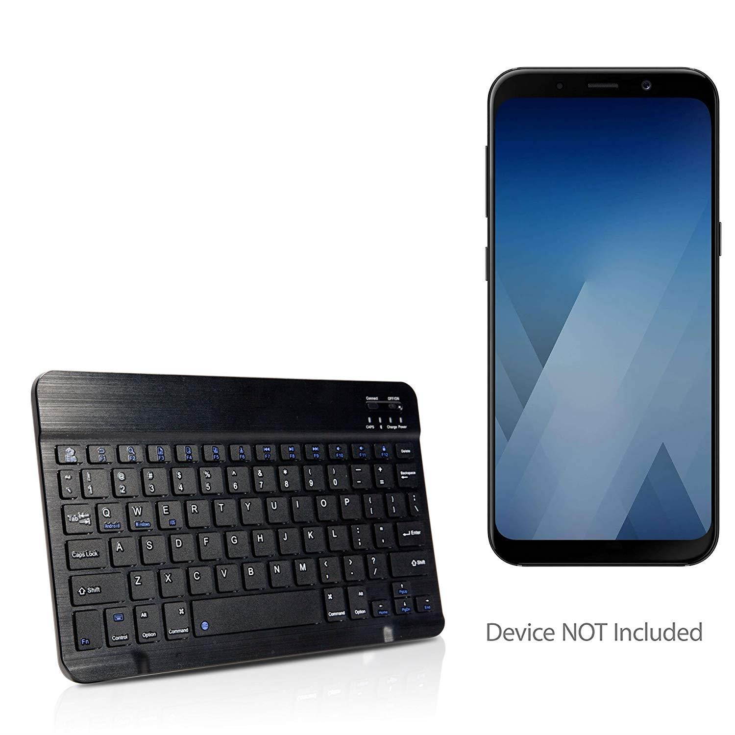 BoxWave Samsung Galaxy A8 (2018) Keyboard, [SlimKeys Bluetooth Keyboard] Portable Keyboard with Integrated Commands for Samsung Galaxy A8 (2018) - Jet Black