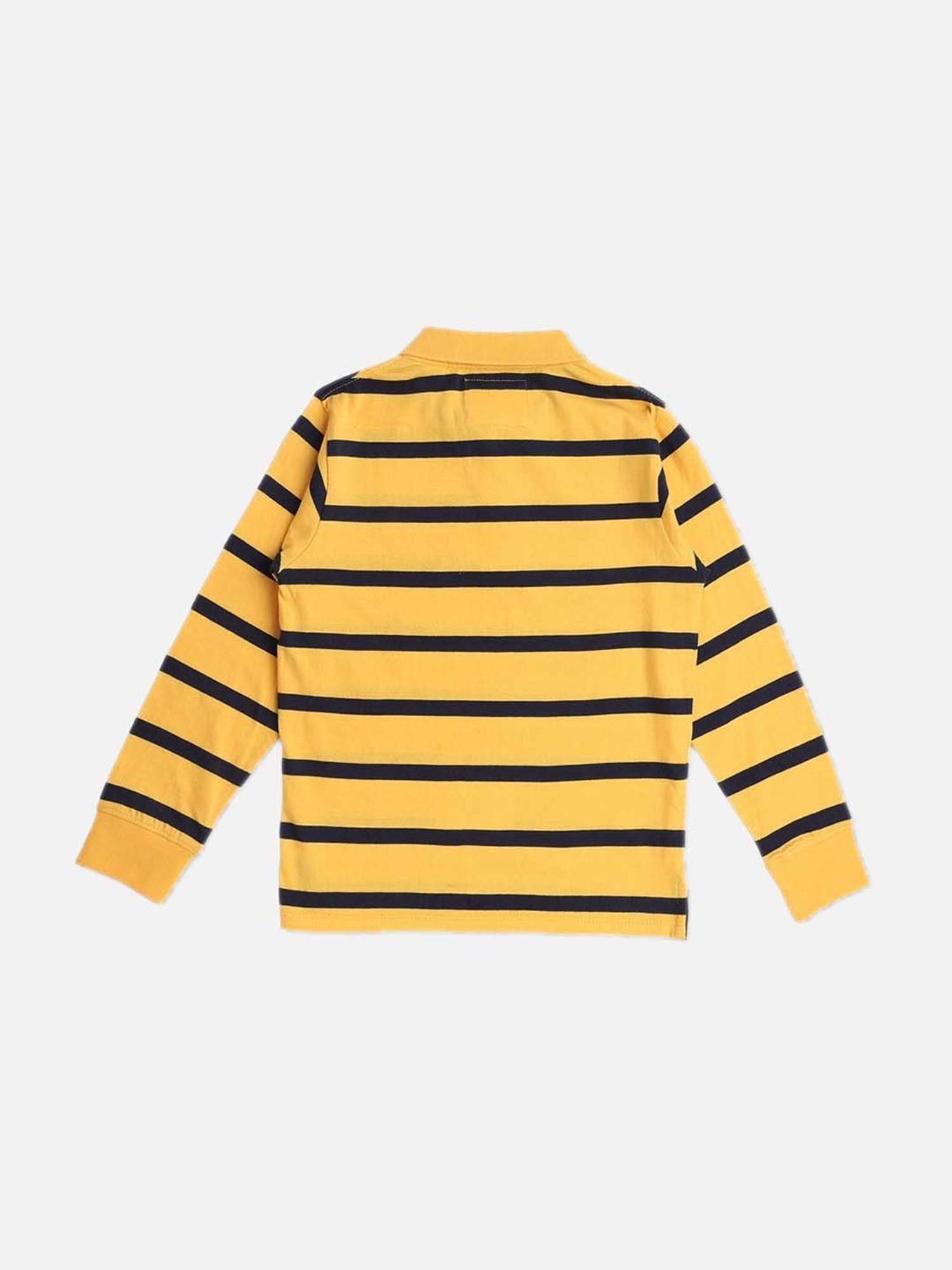 Pepe Jeans Kids Yellow Cotton Striped Full Sleeves Polo T-Shirt