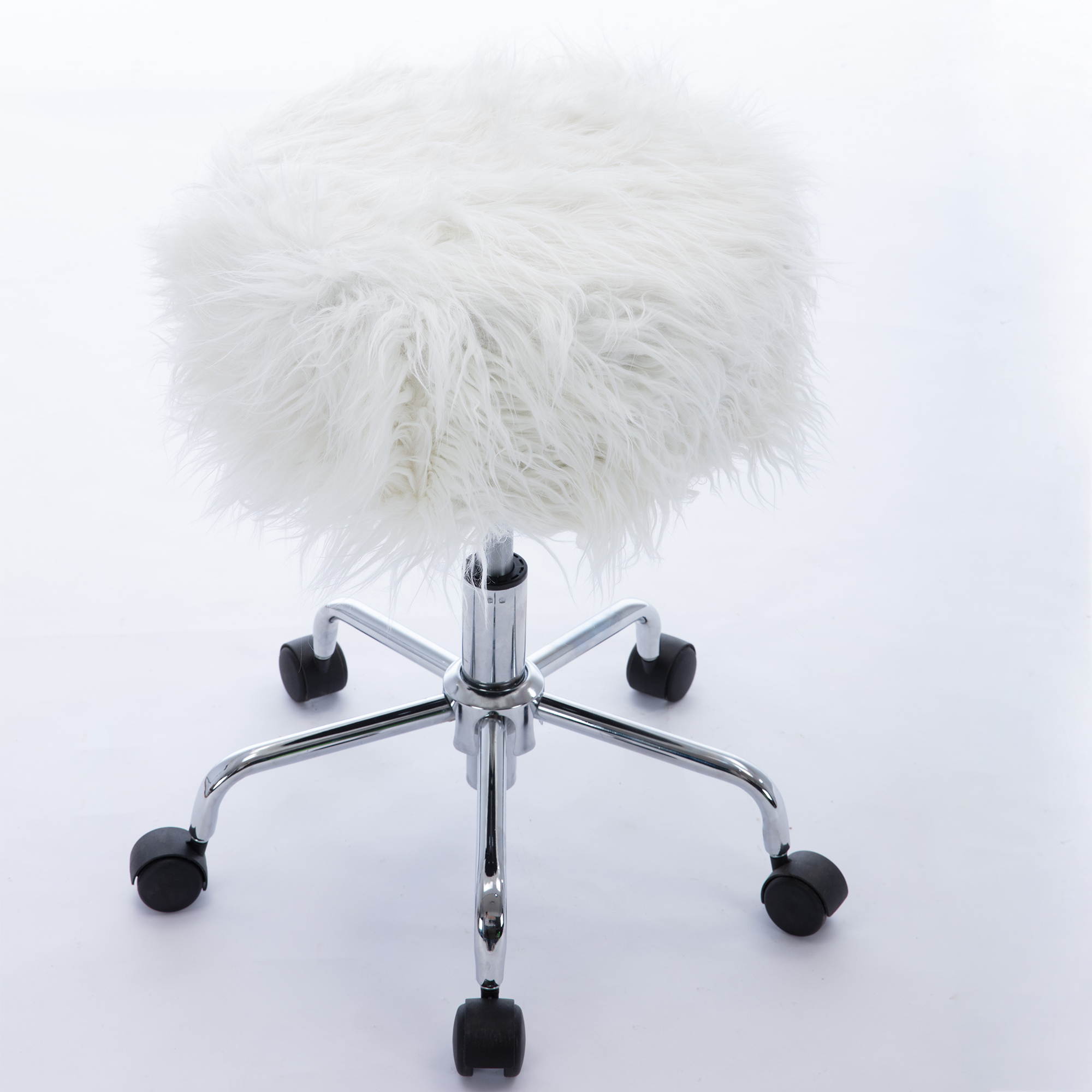 Faux Fur Stool in White