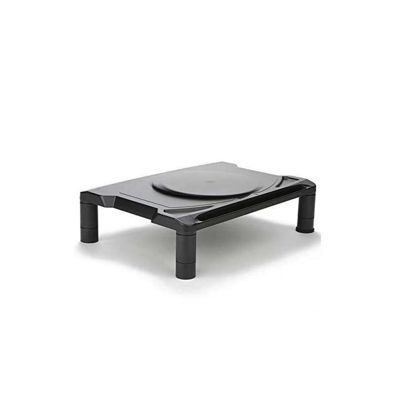 MONSWIVBLK Rotative Wide Adjustable Risers Extra Storage Stand Desk Organizer Spinning Monitor Black 4 Leg Rotate