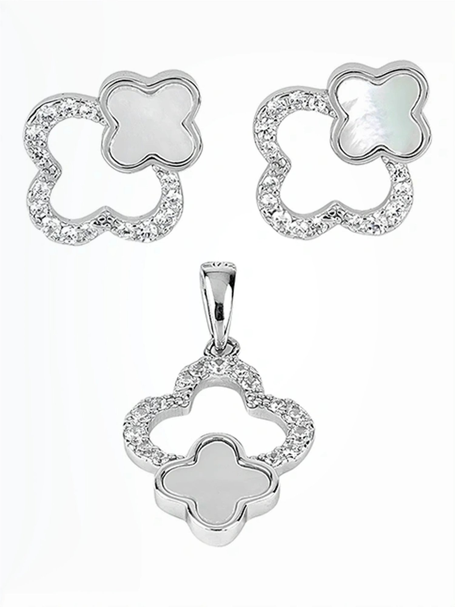 Touch925 Sterling Silver Zircon Bloom Pendant Set for women