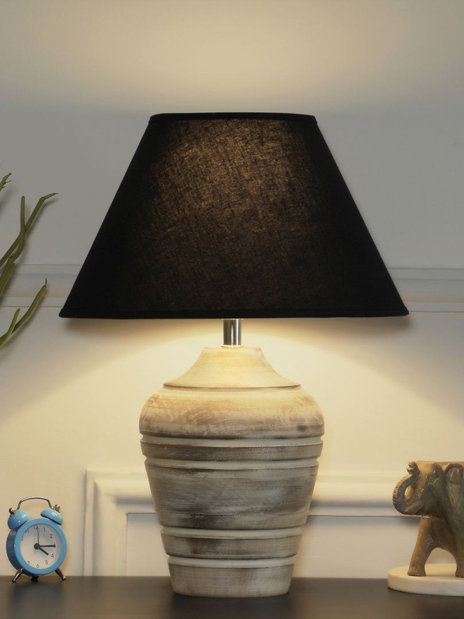 Kapoor Lamp Shades Distress White & Black Wood Prova Table Lamp
