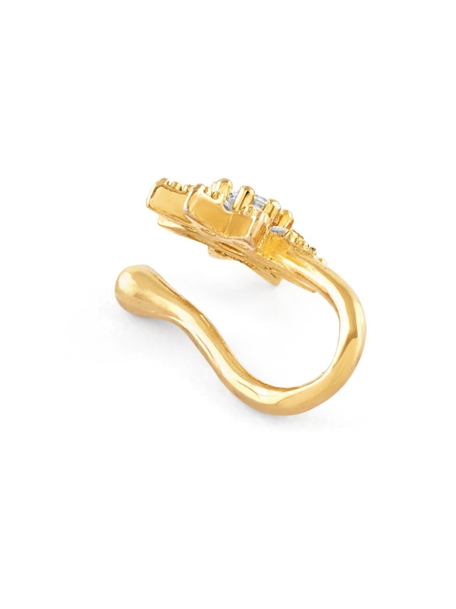 Zaveri Pearls Gold Tone Cubic Zirconia Embellished Star Contemporary Brass ClipOn Nose Pin-ZPFK17178