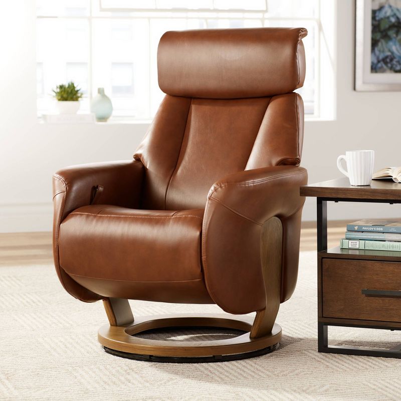 BenchMaster Augusta Brown Faux Leather 4-Way Modern Recliner Chair