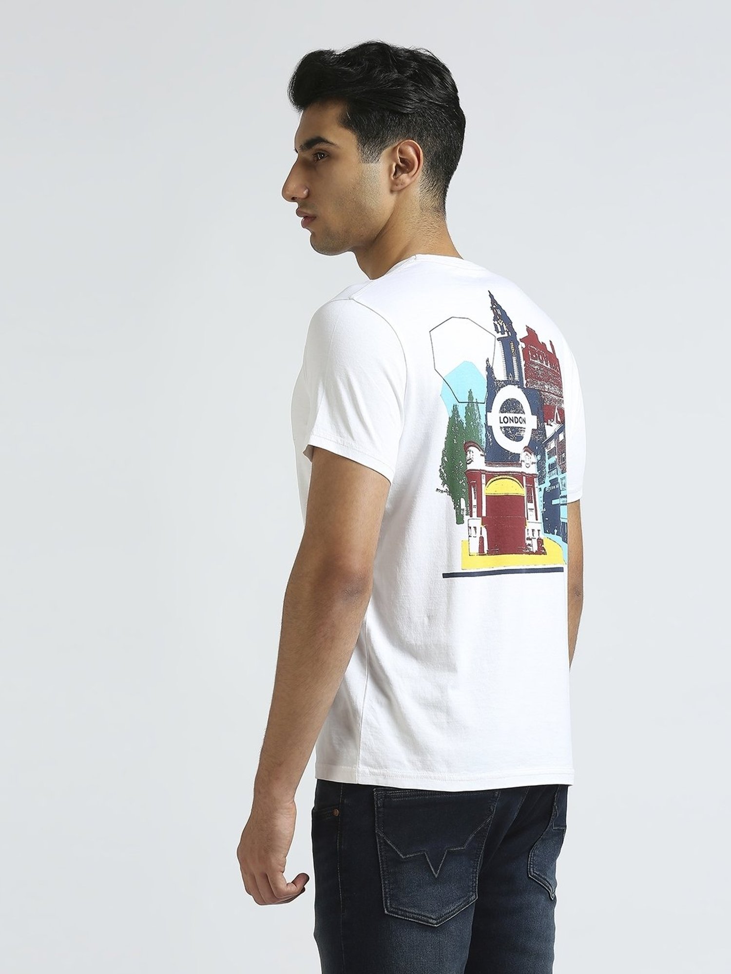 Pepe Jeans White Cotton Slim Fit Printed T-Shirt