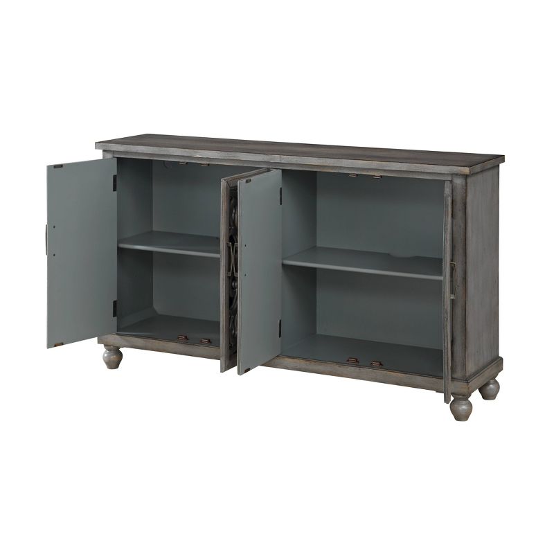 Sterling Ridge 4 Door Media Credenza TV Stand for TVs up to 62" Gray - Treasure Trove Accents