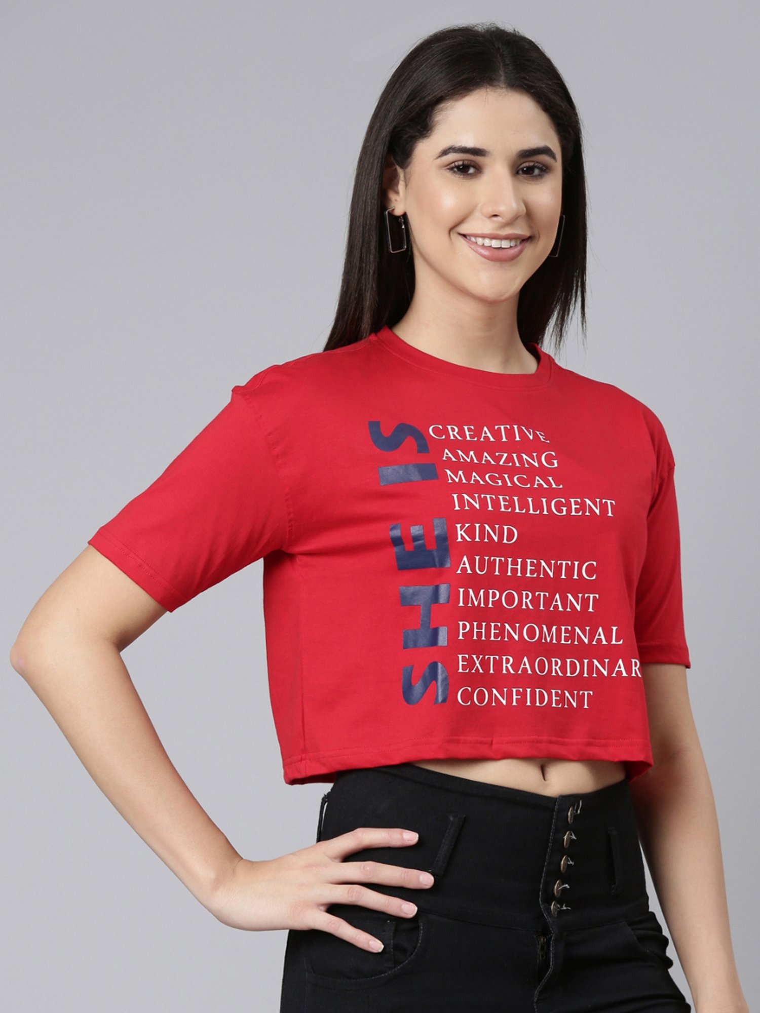 Kryptic Pure Cotton Printed Drop Shoulder Oversized Crop T-Shirt