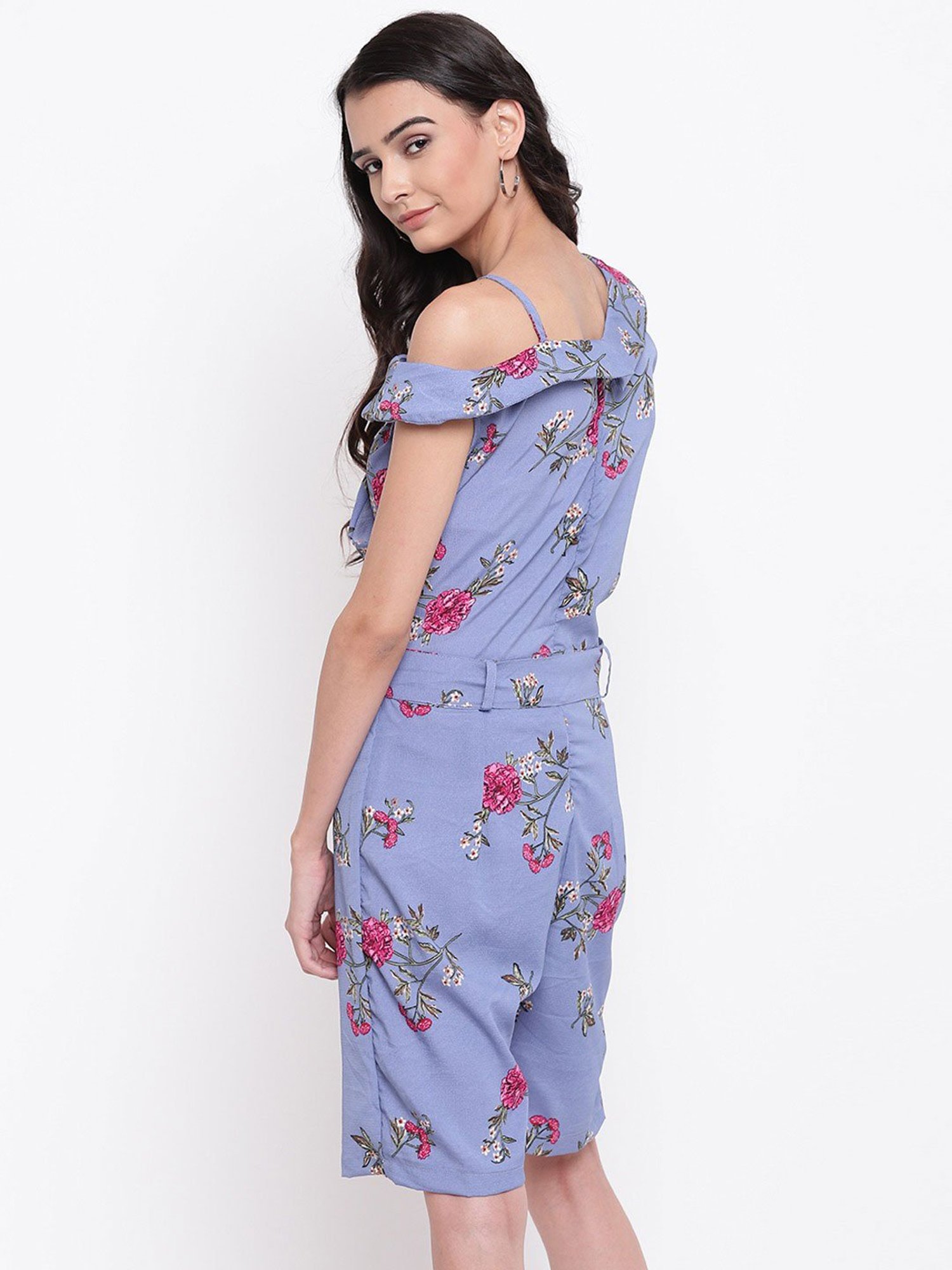 Belle Fille Blue Floral Print Playsuit