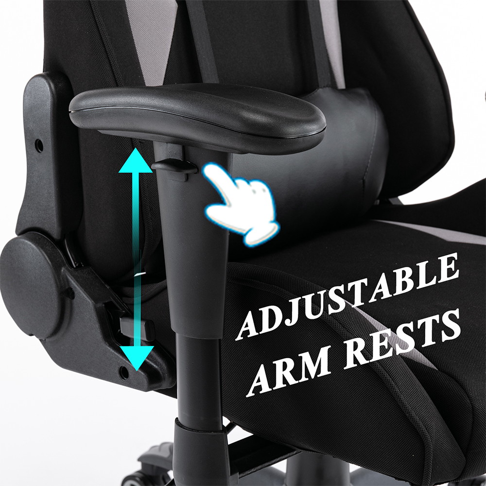 Gaming Chair, High Back Computer Chair Tilt Back Adjustable Armrest Height with Lumbar Support Headrest