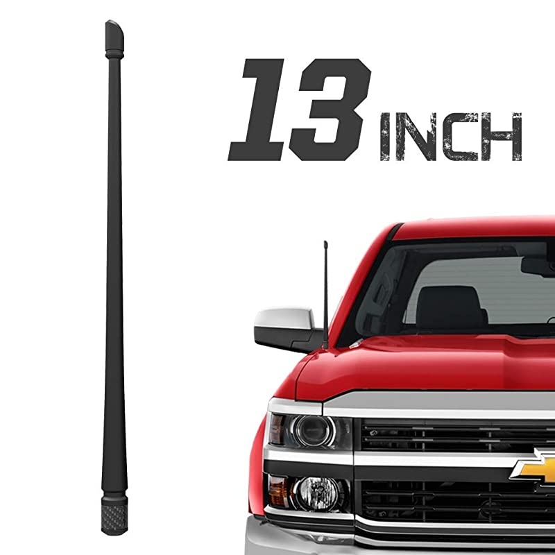 Antenna Compatible with Chevy Silverado GMC SierraDenali | 13 inches Flexible Rubber Antenna Replacement | Designed for Optimized FMAM Reception