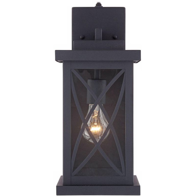John Timberland Outdoor Wall Light Fixture Black 15" Clear Glass Security Dusk To Dawn for Exterior House Porch Patio