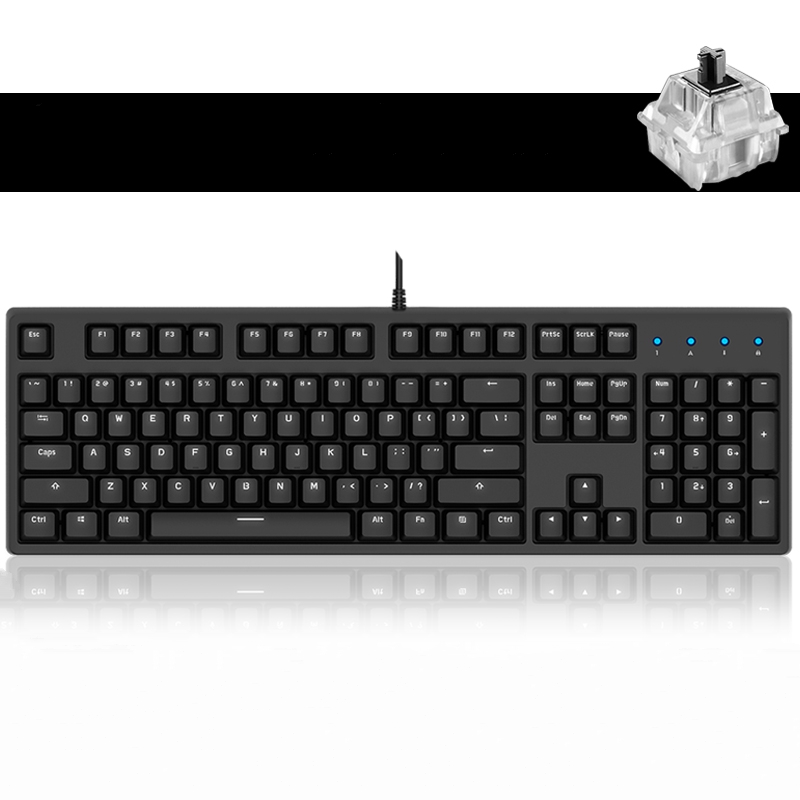 Royal Kludge RK987  N-key Rollover Ergonomic Design,Cool Exterior USB Wired PBT Keycaps White Backlit Keyboard for Gaming and Office - Black( RK Black Switch)