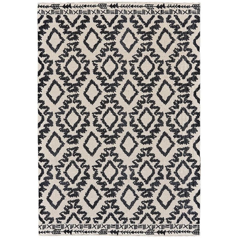 5'x8' Rectangle Hand Made Woven Geometric Cotton Area Rug Black - Feizy