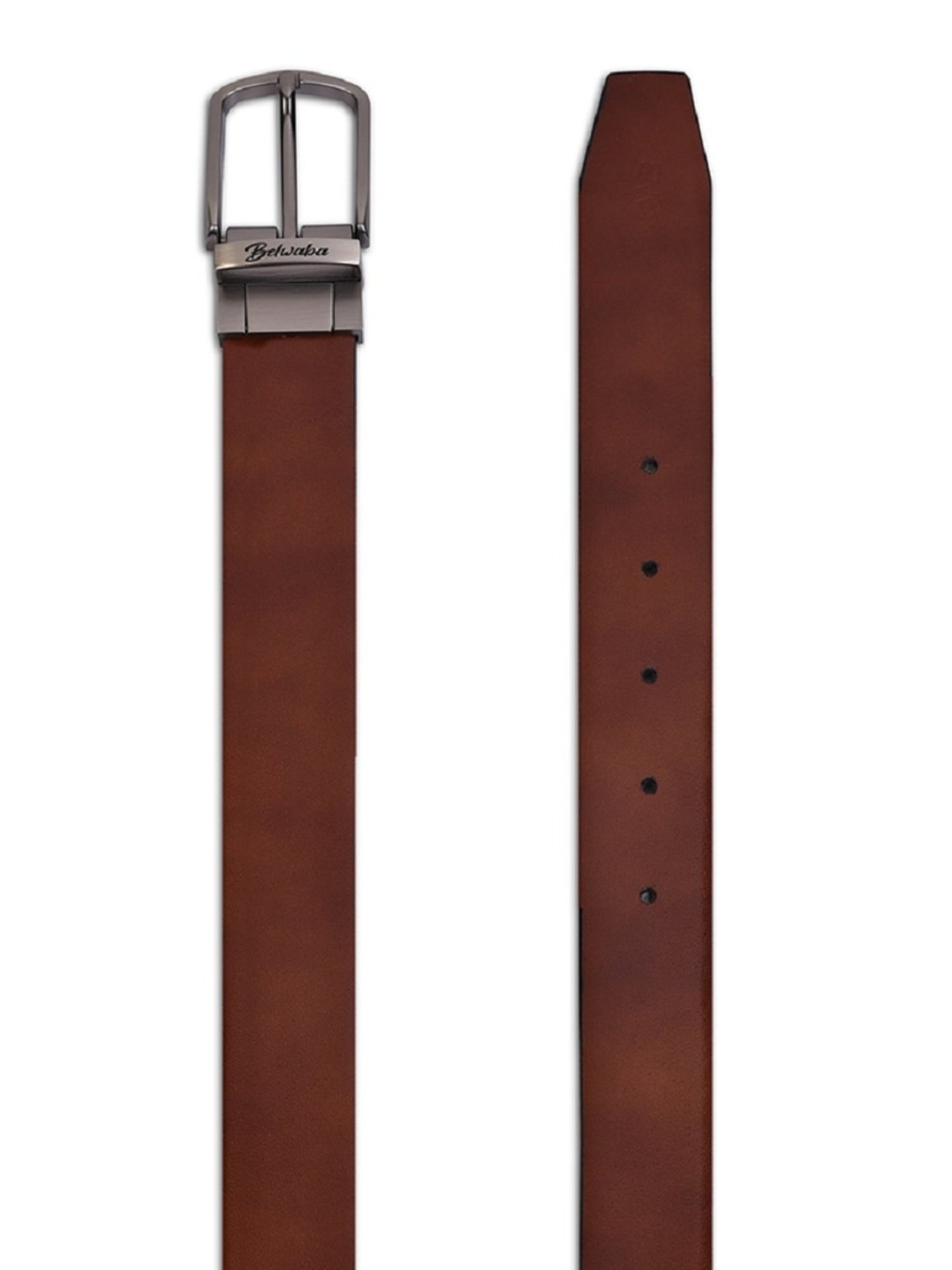 BELWABA Tan & Blue Formal Reversible Leather Belt for Men