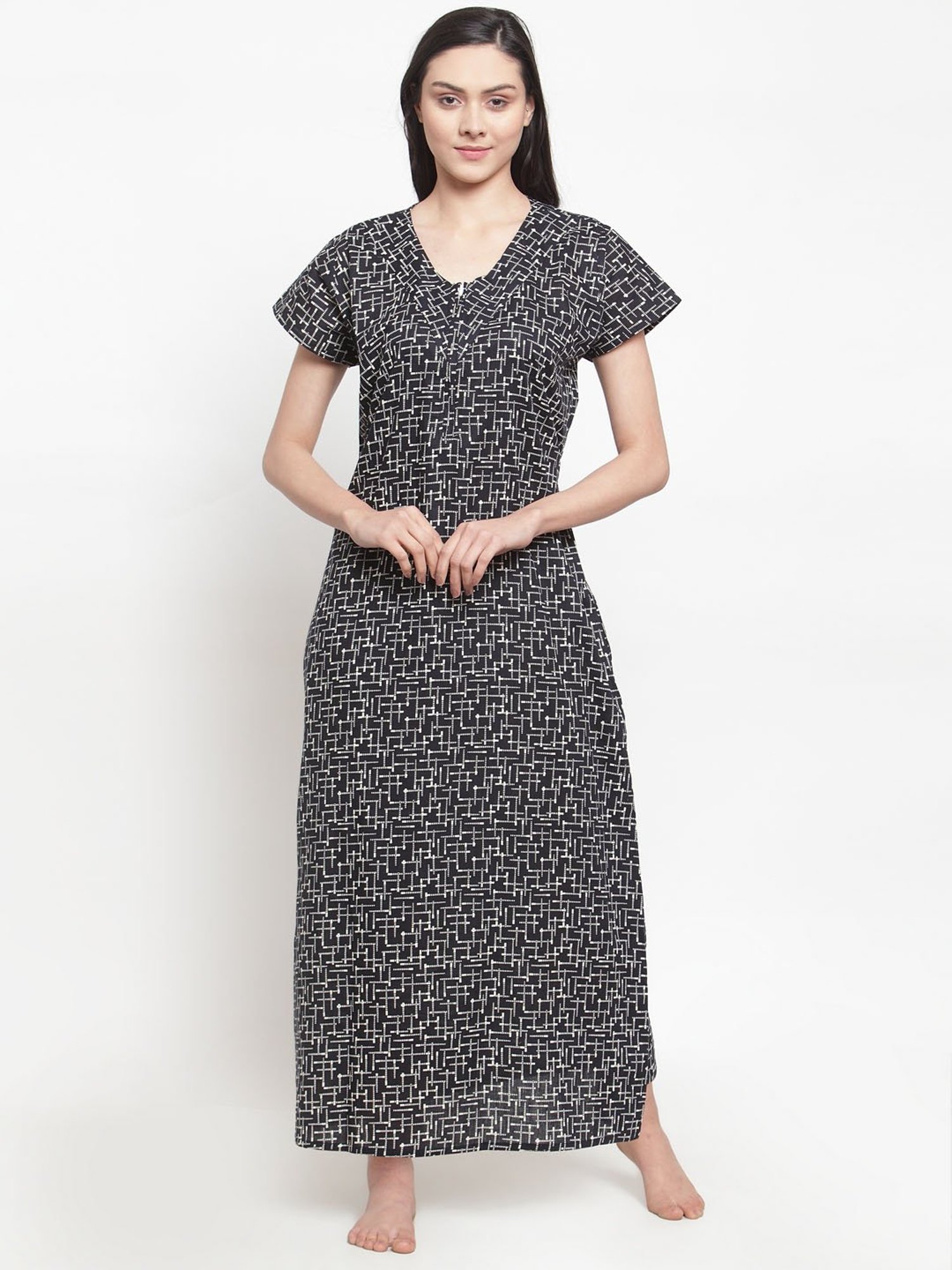 Secret Wish Black Printed Nighty