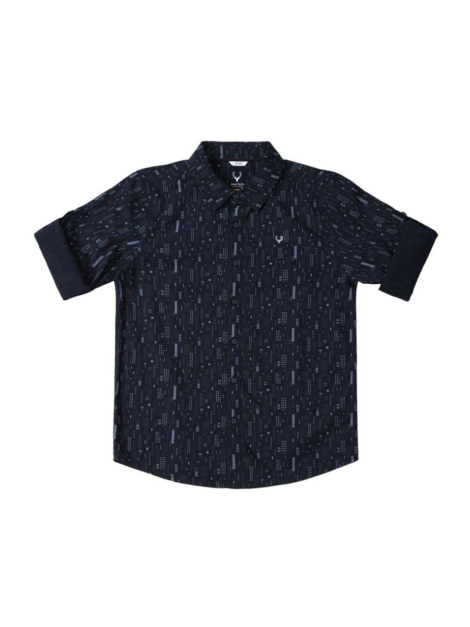 Allen Solly Junior Navy Printed Full Sleeves Shirt