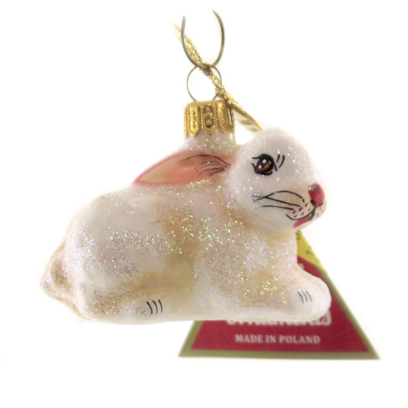 Morawski 2.0" Prancing White Glittered Bunny Ornament Easter Rabbit Spring  -  Tree Ornaments