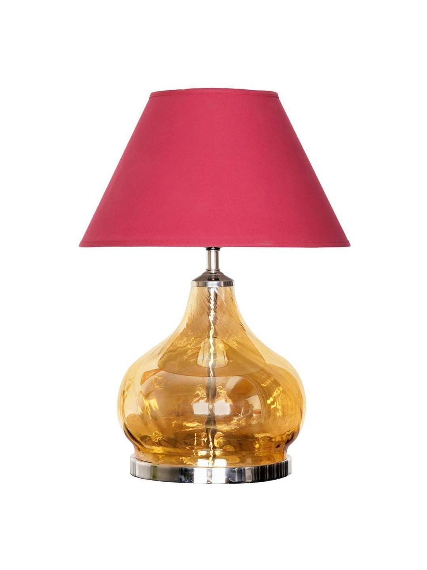 Kapoor Lamp Shades Amber & Nickel Glass Ingram Table Lamp With Cotton Shade