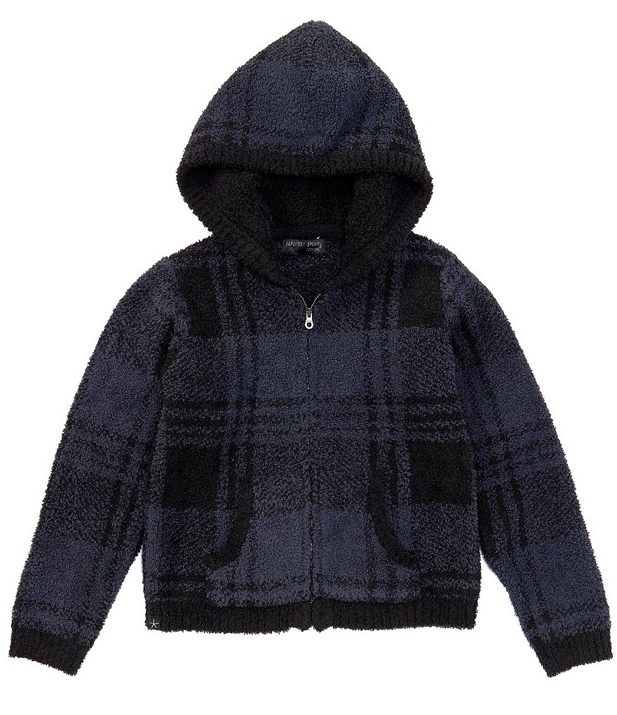 Barefoot Dreams Kid's 6-14 Plaid Zip Front Hoodie