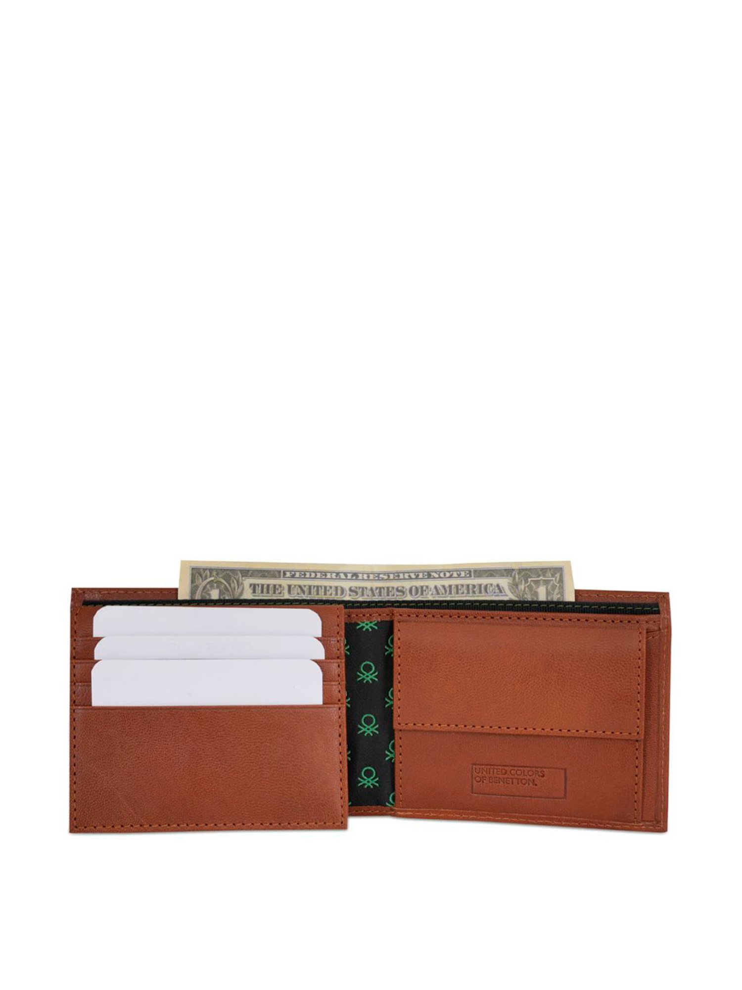 United Colors of Benetton Benito Tan Leather Solid Bi-Fold Wallet