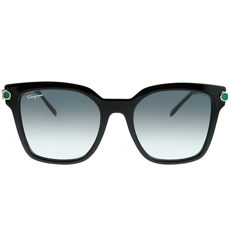 Salvatore Ferragamo SF 832S 001 Womens Square Sunglasses Shiny Black 52mm