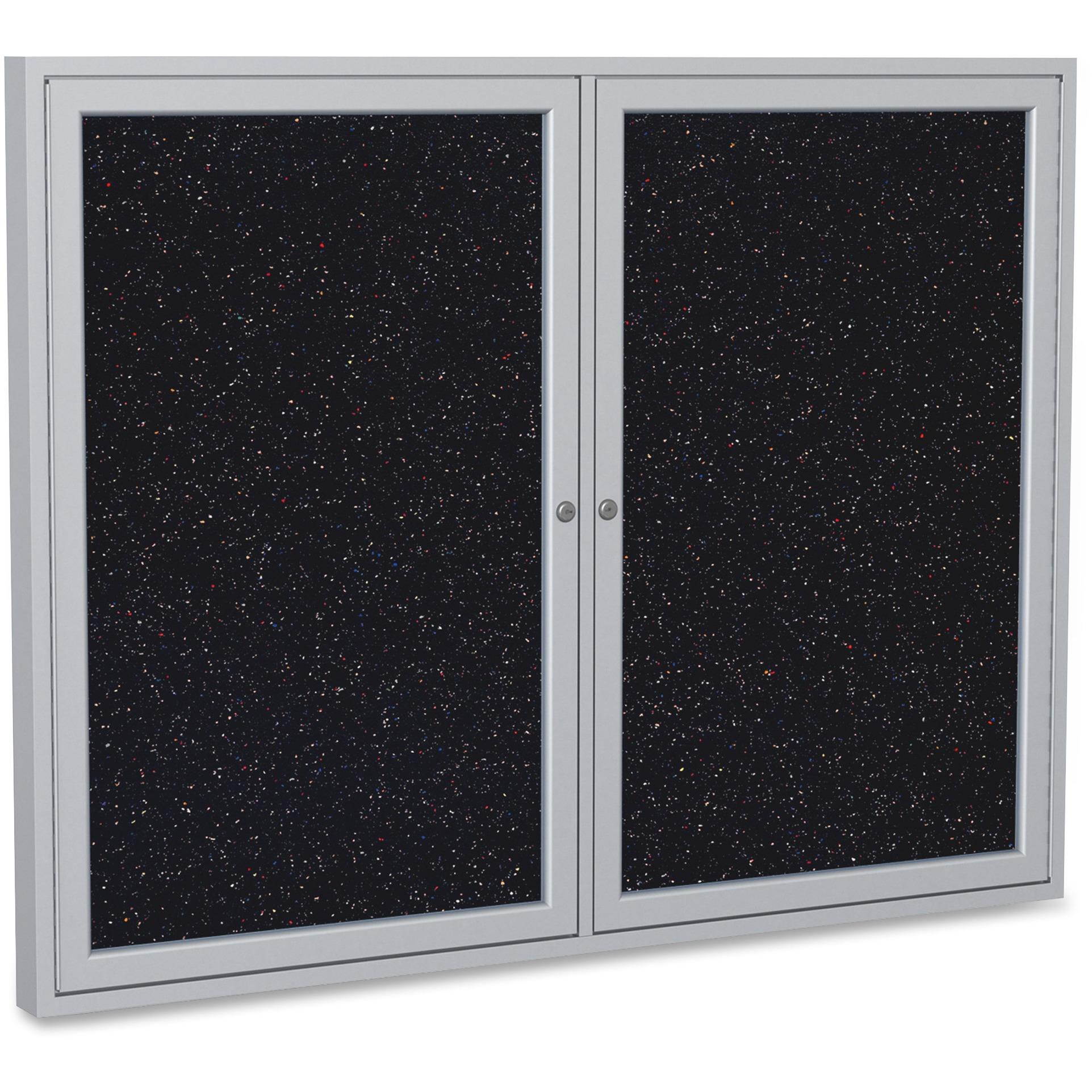 Ghent Recycled Rubber Tackboard Message Center - 36" Height x 48" Width - Black Rubber Surface - Silver Anodized Aluminum Frame