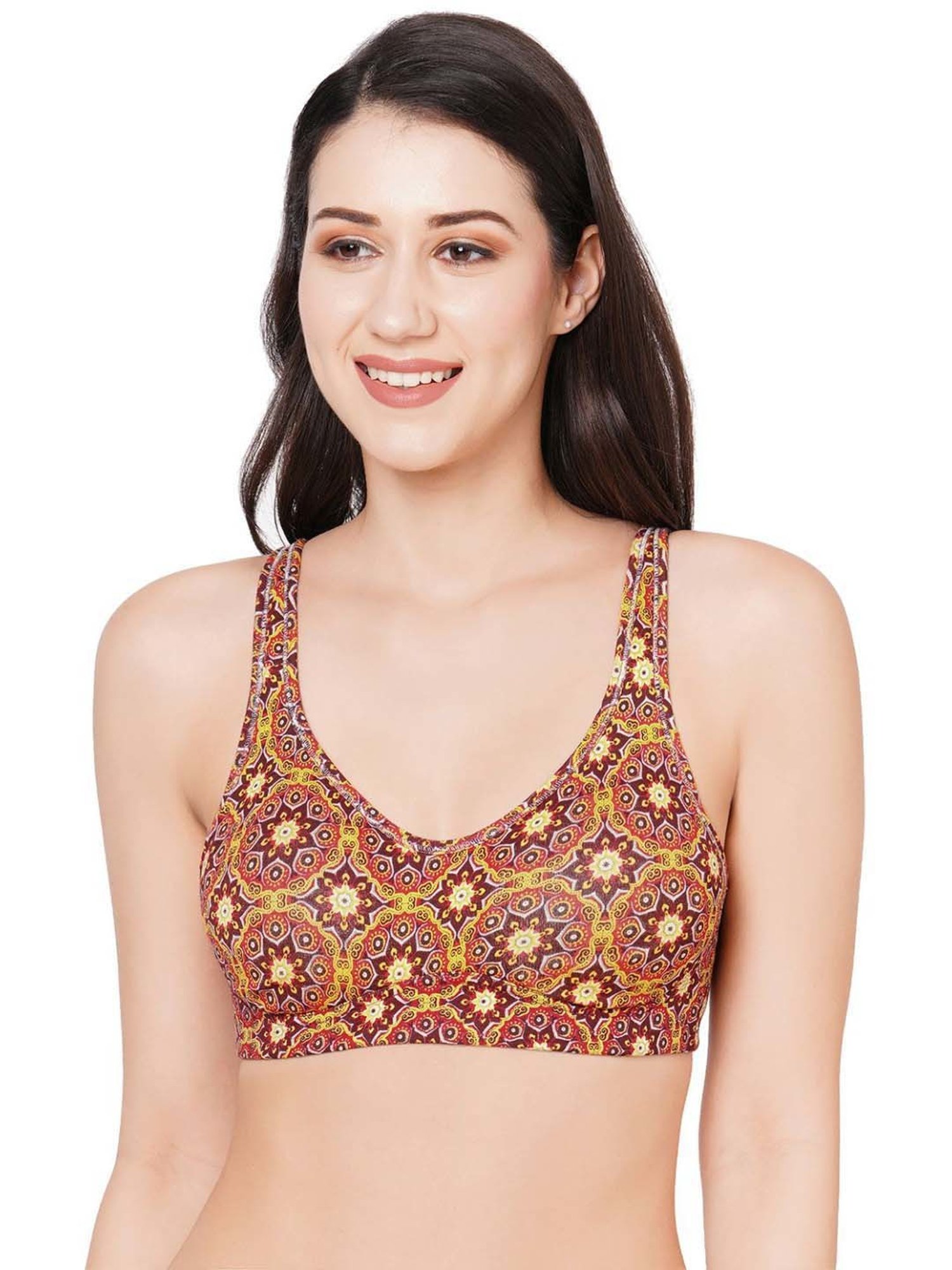 Inner Sense Red Printed Cotton Full Coverage Bra