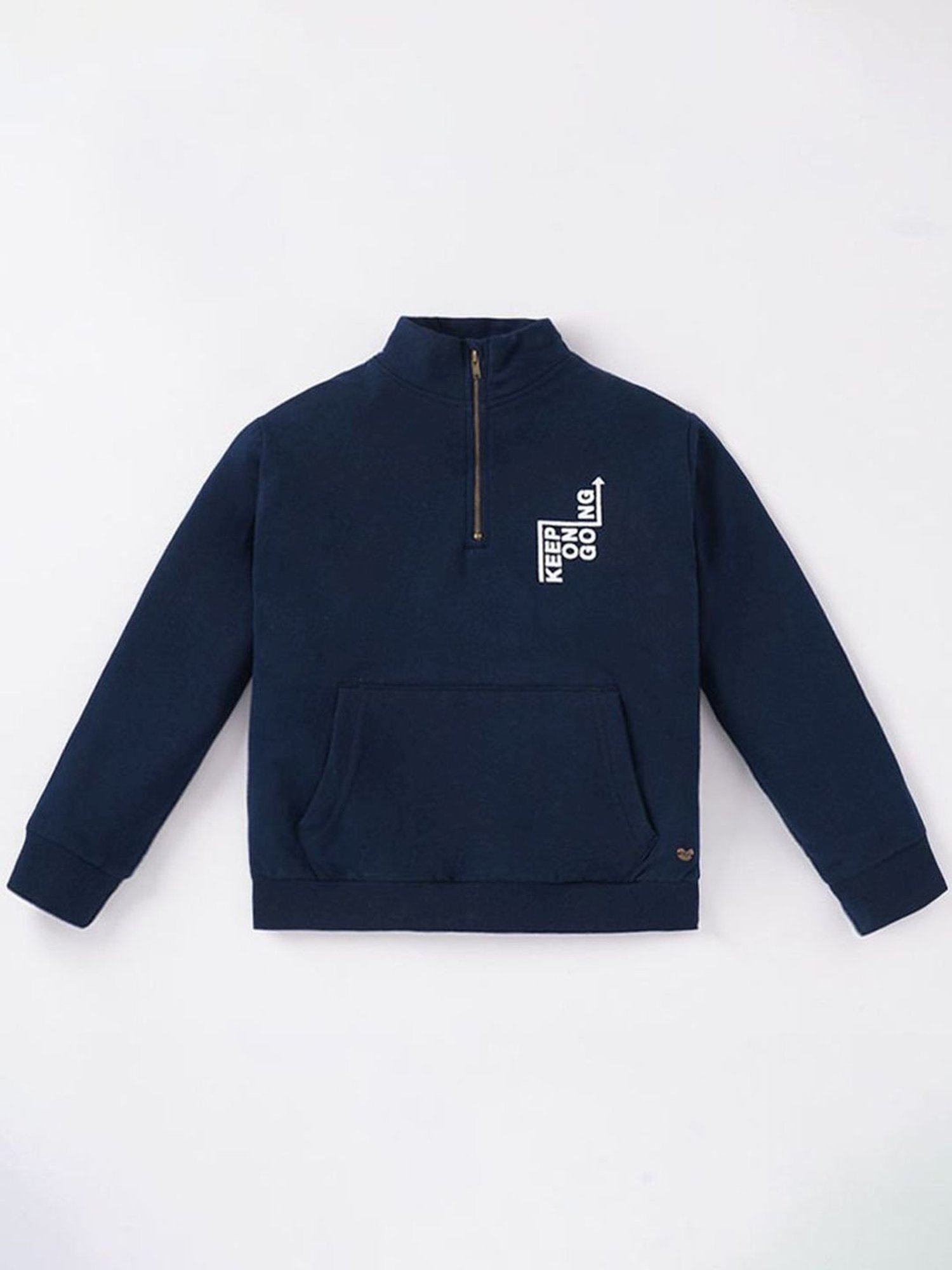 KIDS ONLY Blue Cotton Embroidered Full Sleeves Sweatshirt