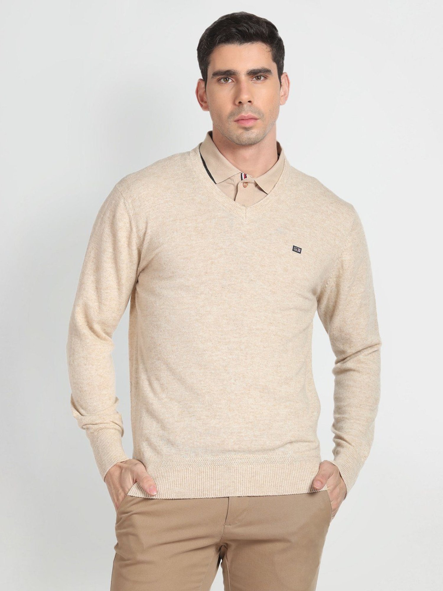Arrow Sport Beige Regular Fit Sweater