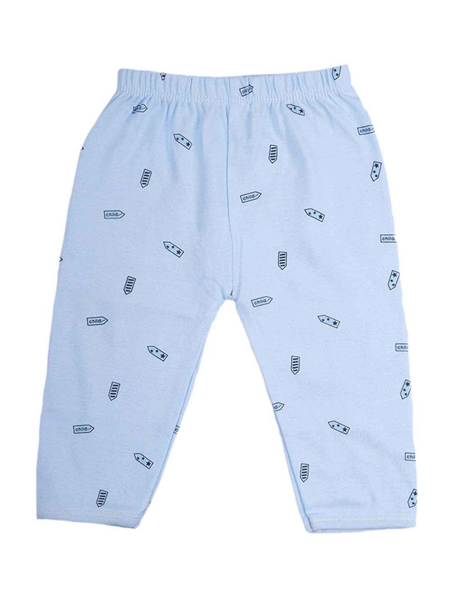 Baby Moo Kids Blue Printed Full Sleeves T-Shirt Set