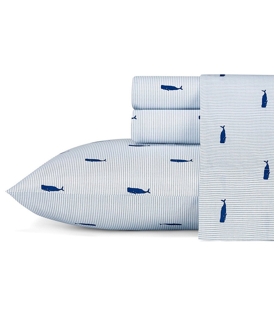 Nautica Whale Stripe Percale Sheet Set