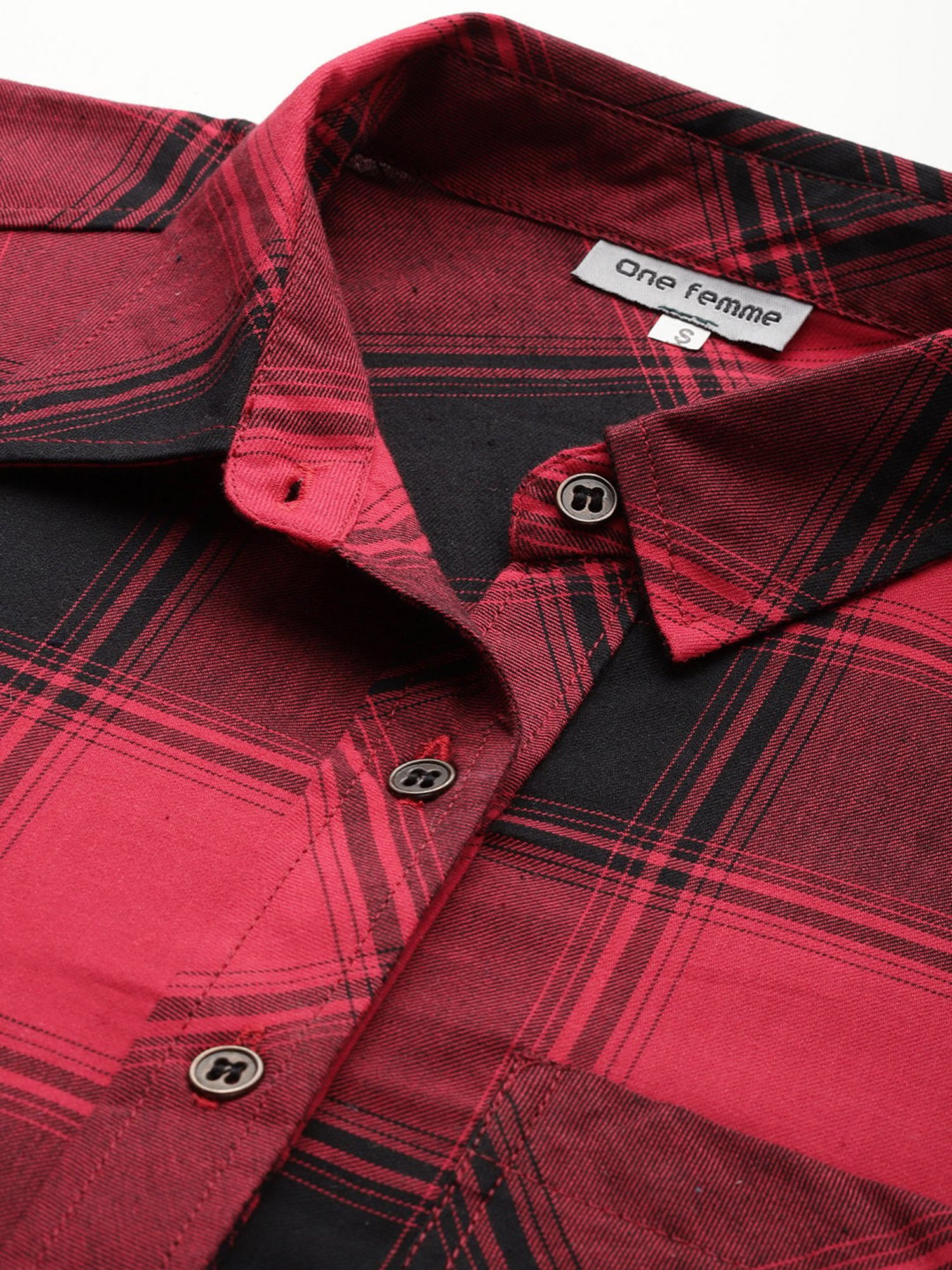 One Femme Red Check Shirt