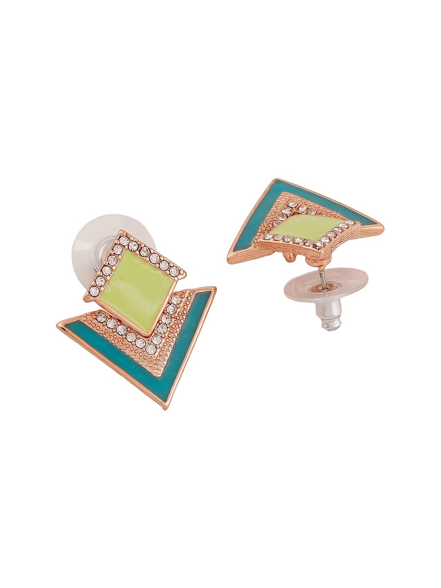 Estele Rose Gold-Plated Geometric Designer Stud Earrings