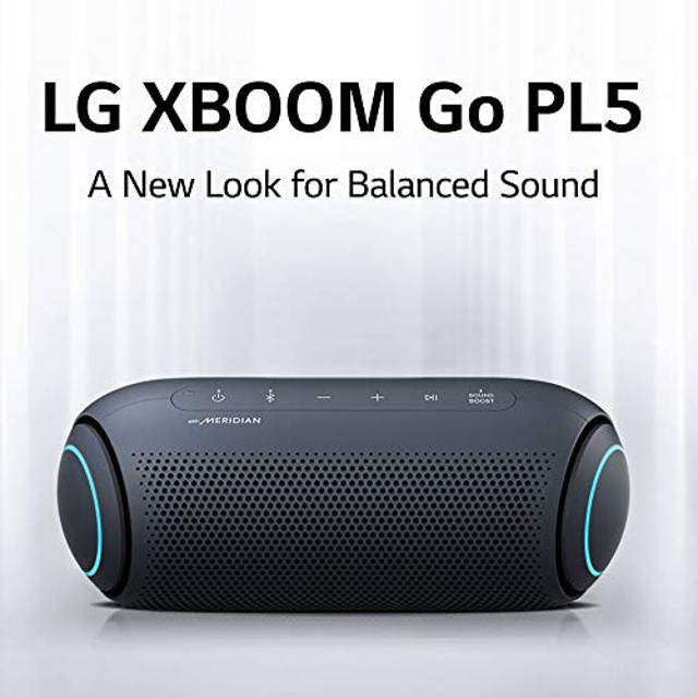 LG PL5 XBOOM Go Water-Resistant Wireless Bluetooth Party Speaker with Up to 18 Hours Playback - Black