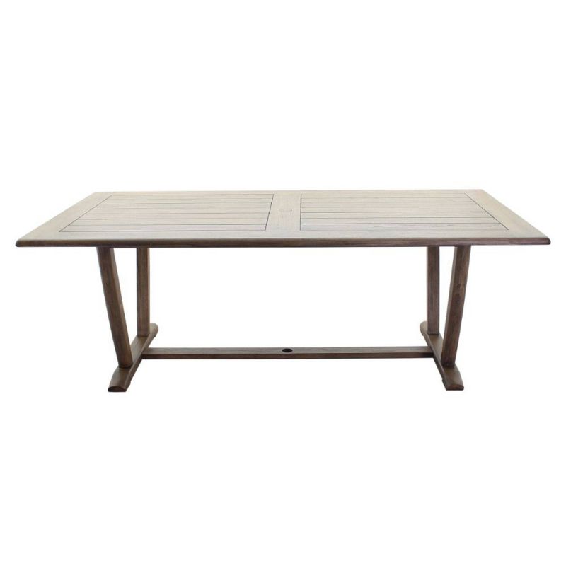 Avalon FSC Teak 7pc 84" Rectangular Dining Set - Heather Gray - Courtyard Casual