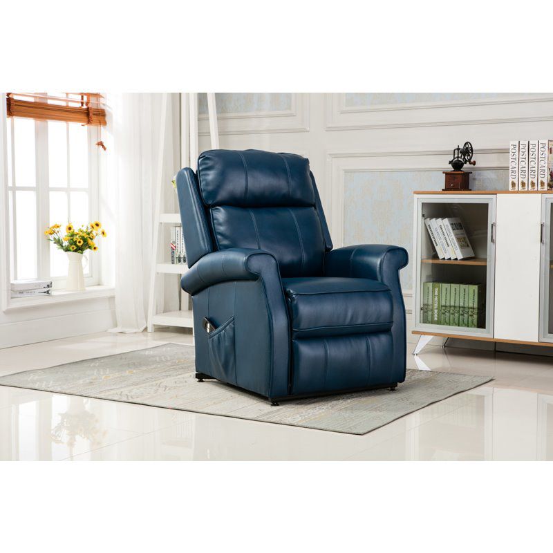 Lehman Navy Blue Traditional Lift Chair - Comfort Pointe