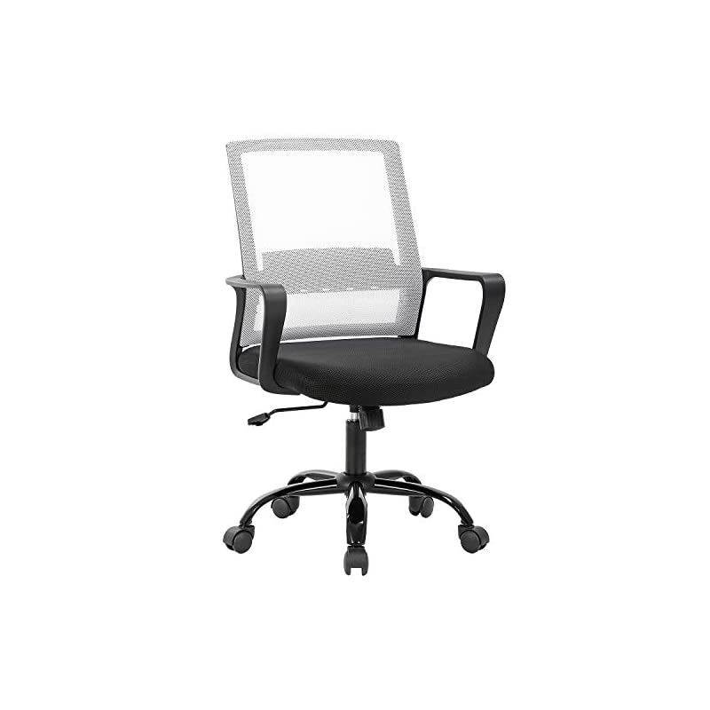 Office Chair Ergonomic Desk Chair Swivel Rolling Computer Chair Executive Lumbar Support Task Mesh Chair Adjustable Stool for Women Men (White)