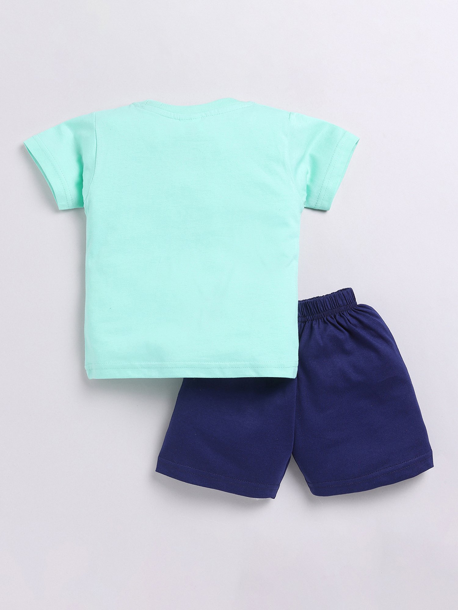 Todd N Teen Kids Green & Navy Printed T-Shirt with Shorts