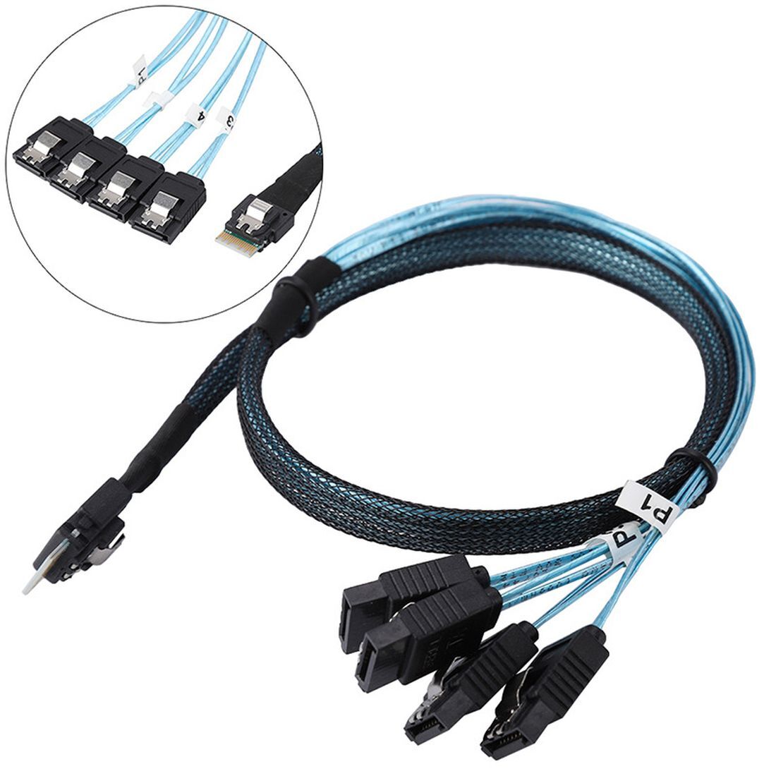 Weastlinks MINI SAS 38P SFF-8654 to 4 X SATA Server Data Transmission Cable 12Gbps Connecting Line for Hard Disk Computer Host