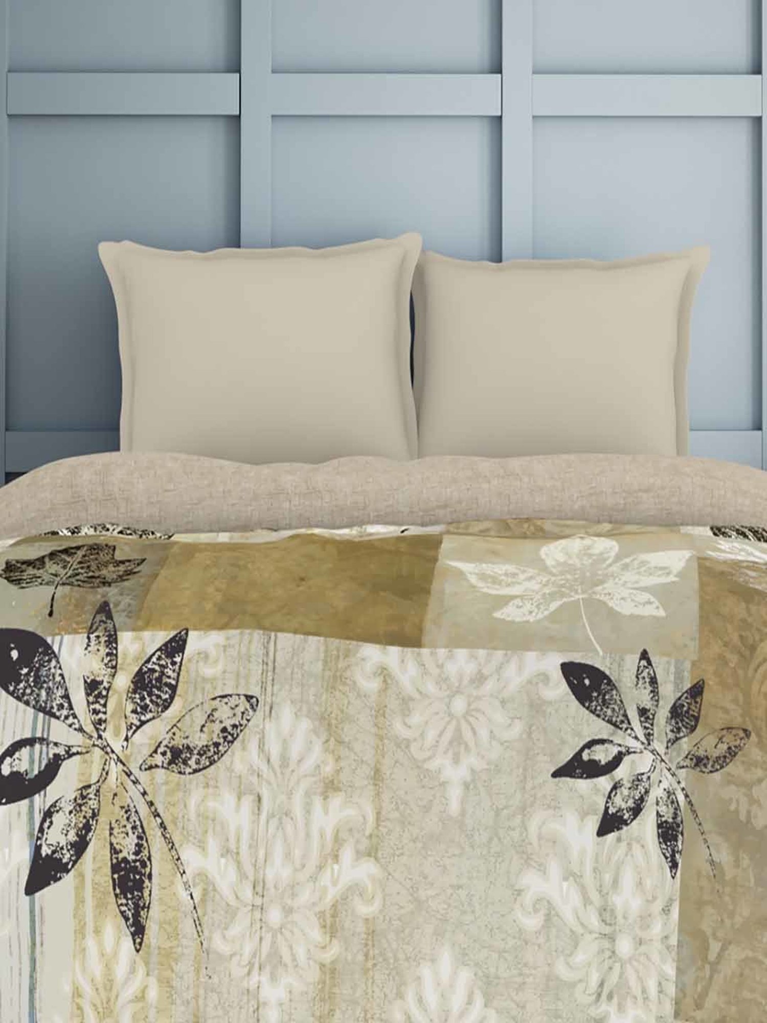 Spaces Floral Grey 180 TC Cotton Double Quilt