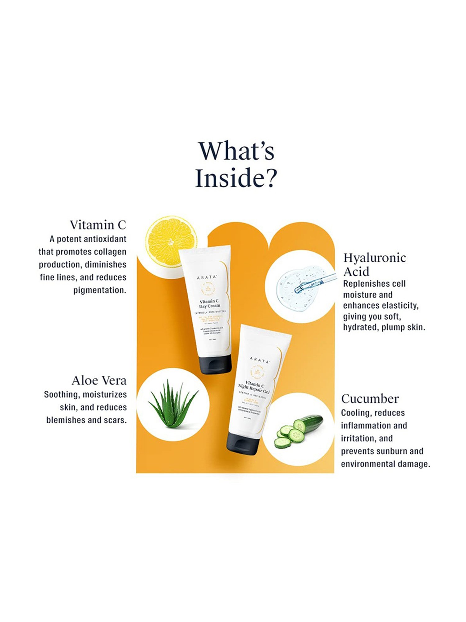 Arata Vitamin C Day Cream & Night Repair Gel Combo